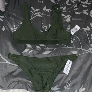 LA Hearts Luxe Olive Green Bikini MED NWT